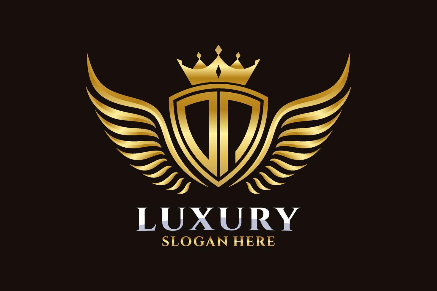 Luxury royal wing Letter ON crest Gold color Logo vector, Victory logo, crest logo, wing logo, vector logo template.