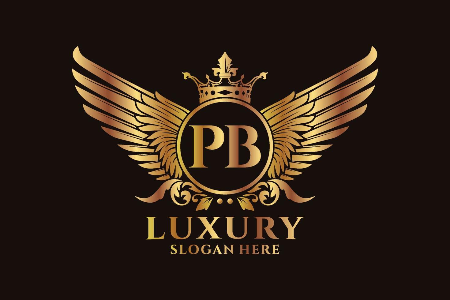 Luxury royal wing Letter PB crest Gold color Logo vector, Victory logo, crest logo, wing logo, vector logo template.