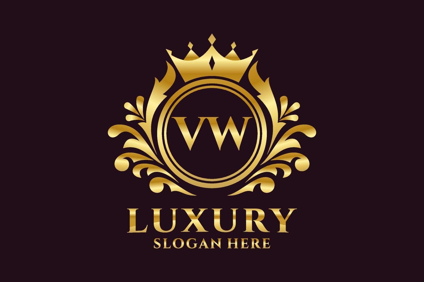 Initial VW Letter Royal Luxury Logo template in vector art for luxurious branding projects and other vector illustration.