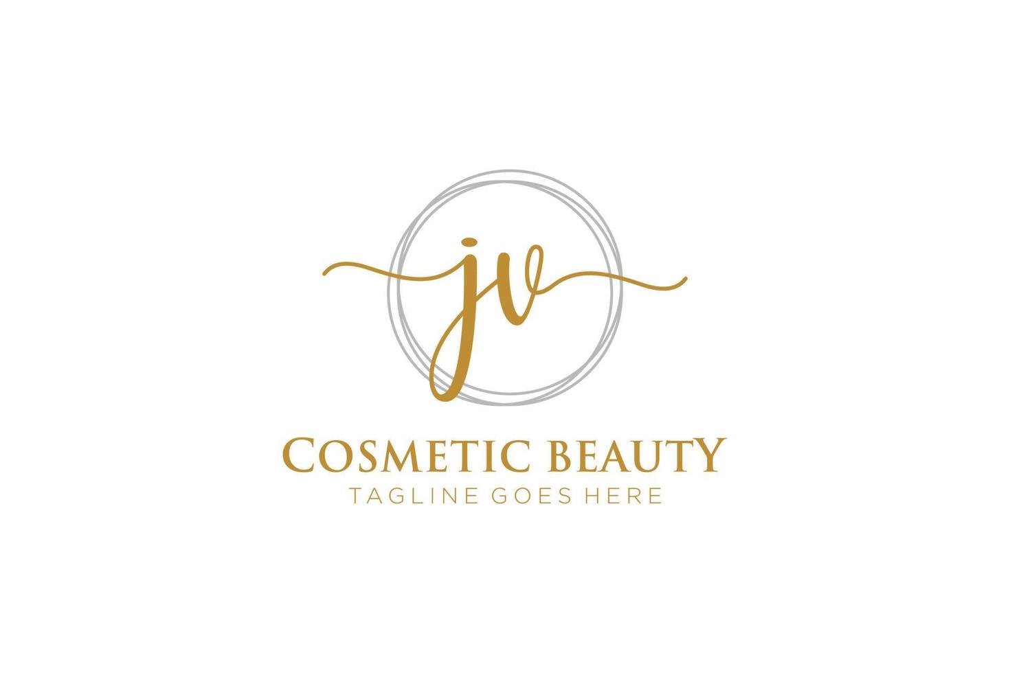 initial JV Feminine logo beauty monogram and elegant logo design, handwriting logo of initial signature, wedding, fashion, floral and botanical with creative template. vector