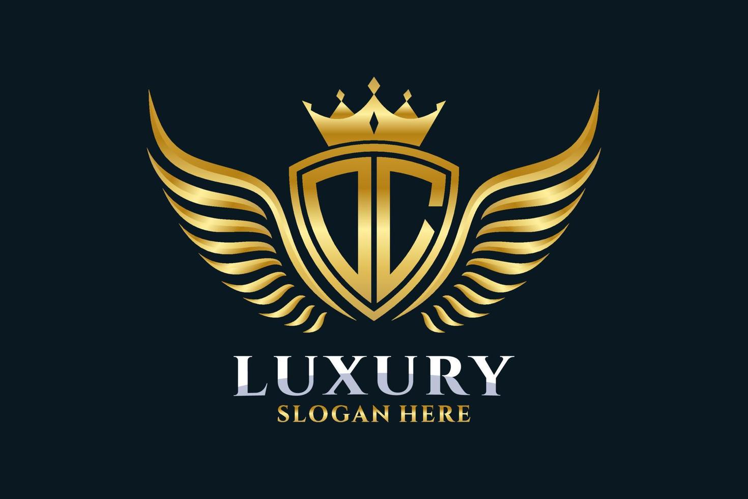 Luxury royal wing Letter OC crest Gold color Logo vector, Victory logo, crest logo, wing logo, vector logo template.