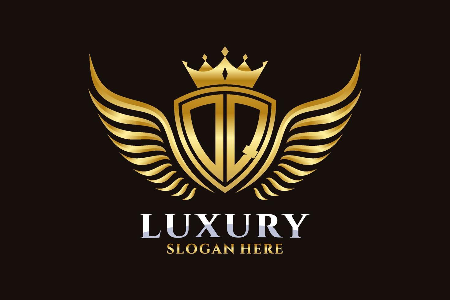 Luxury royal wing Letter OQ crest Gold color Logo vector, Victory logo, crest logo, wing logo, vector logo template.