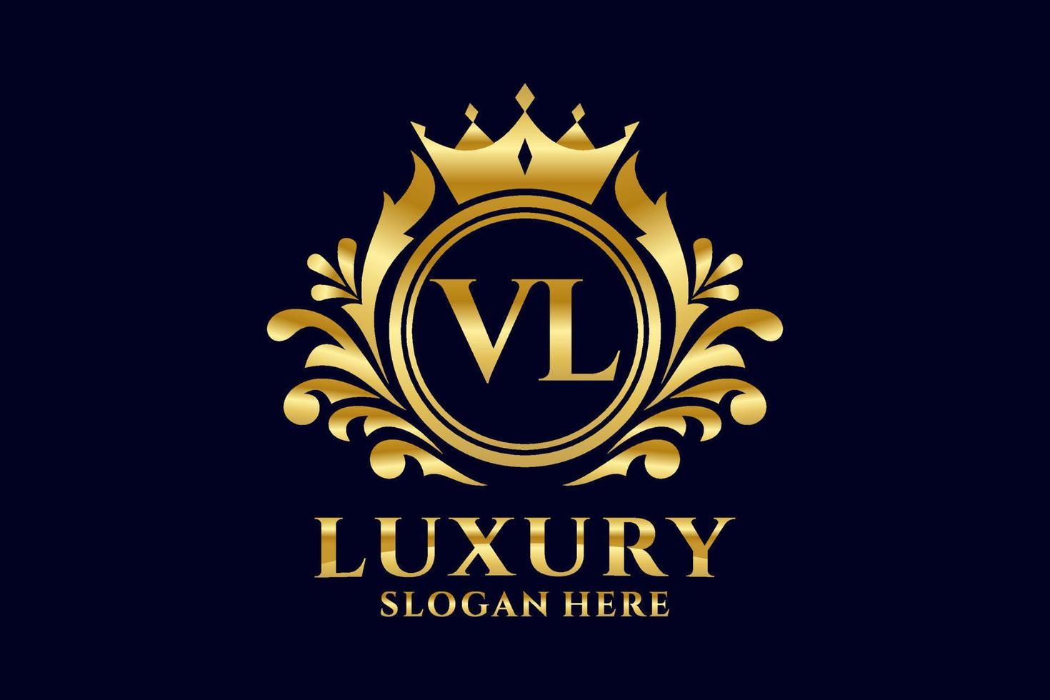 Initial VL Letter Royal Luxury Logo template in vector art for luxurious branding projects and other vector illustration.