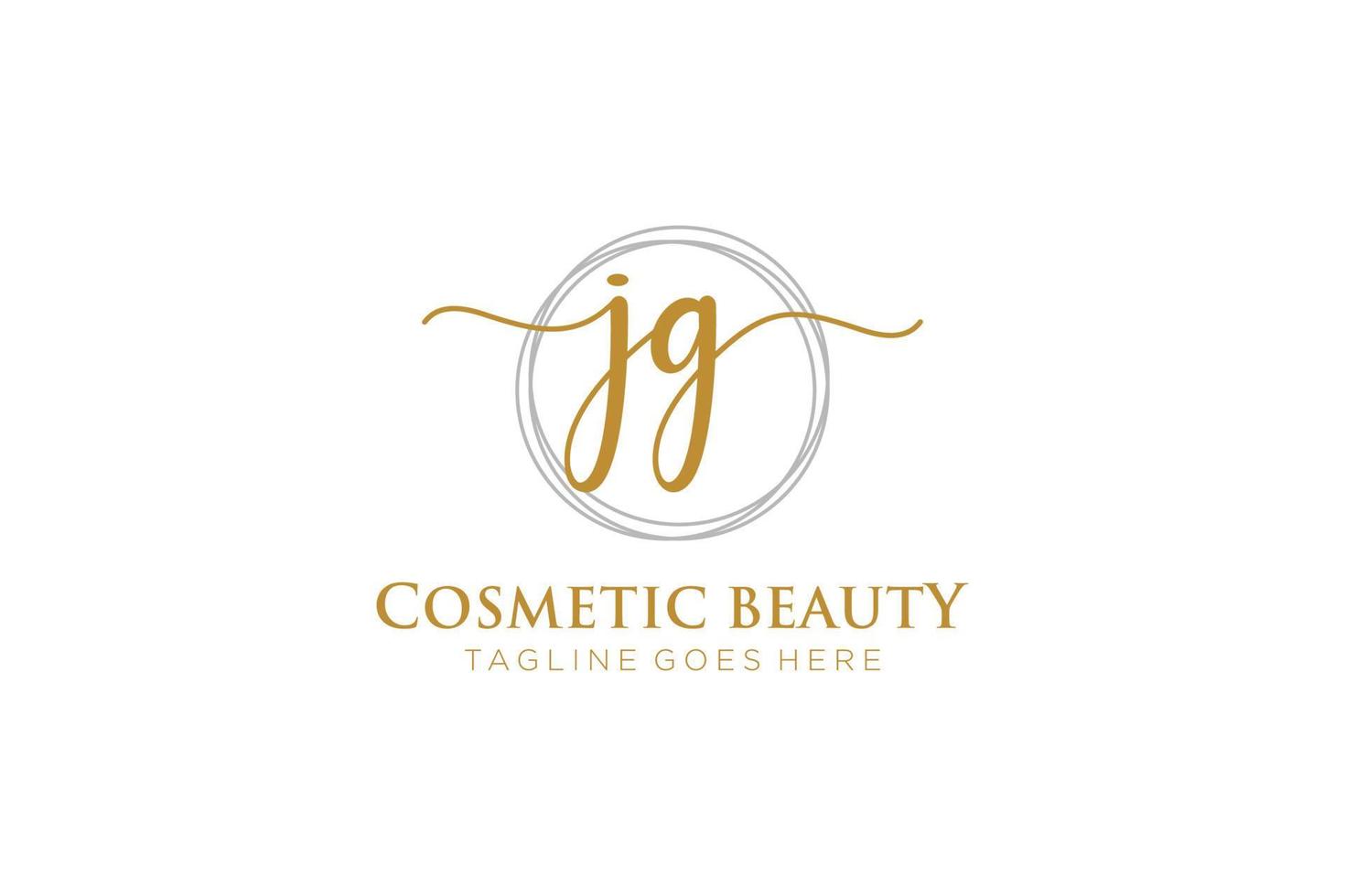 initial JG Feminine logo beauty monogram and elegant logo design, handwriting logo of initial signature, wedding, fashion, floral and botanical with creative template. vector