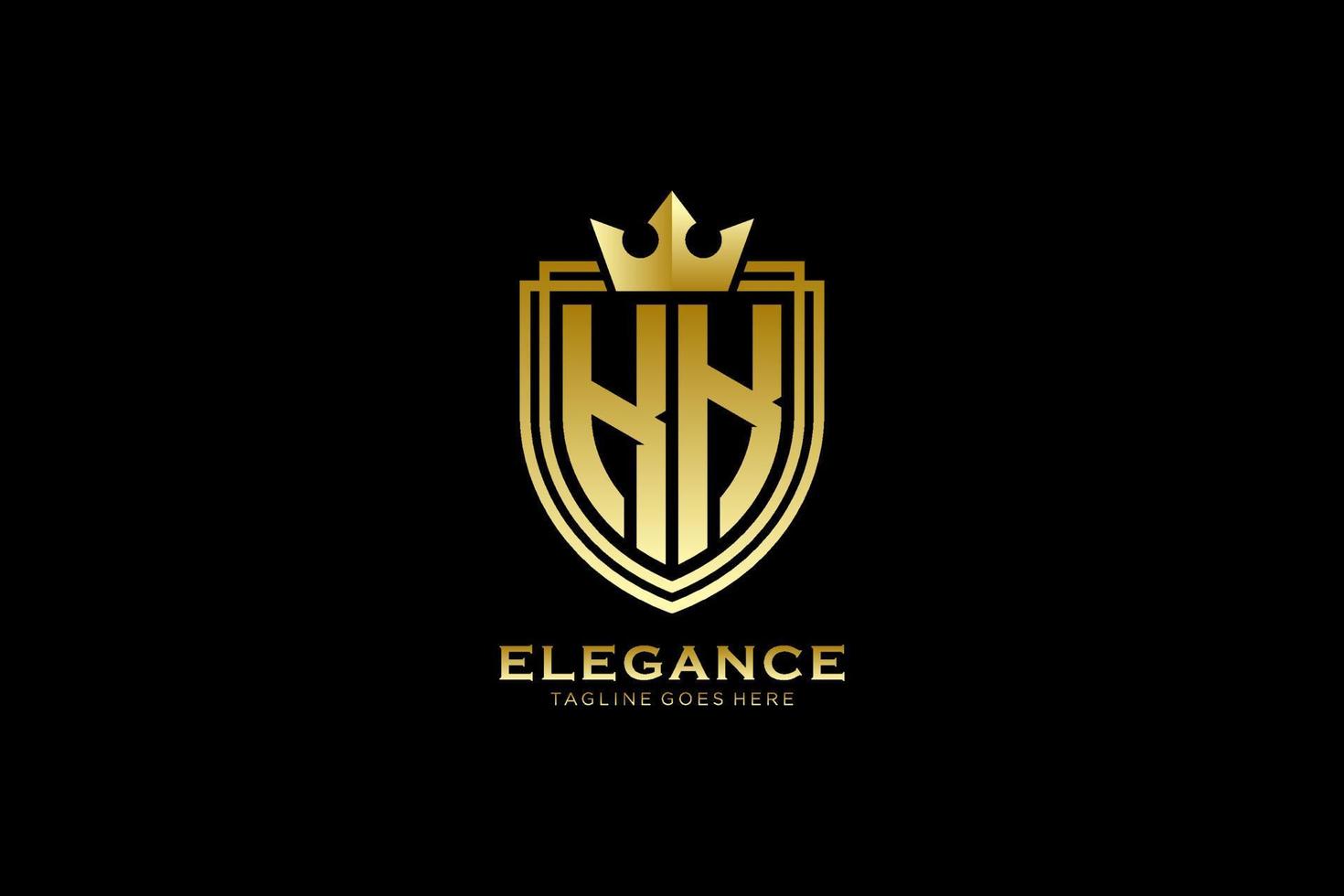 initial KK elegant luxury monogram logo or badge template with scrolls and royal crown - perfect for luxurious branding projects vector