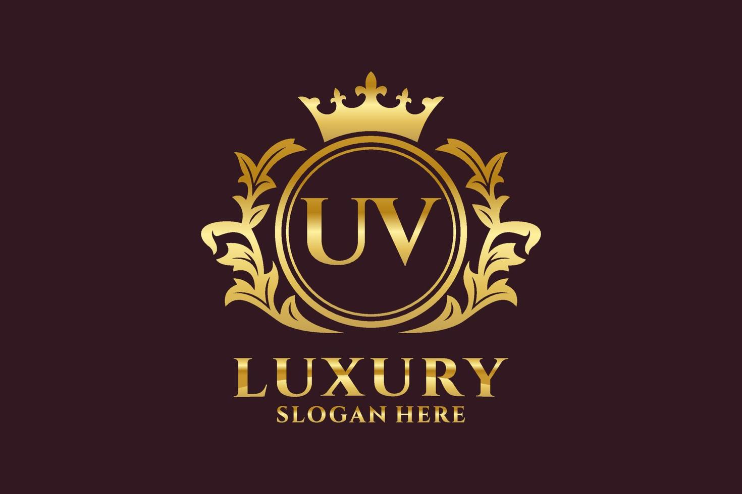 Initial UV Letter Royal Luxury Logo template in vector art for luxurious branding projects and other vector illustration.