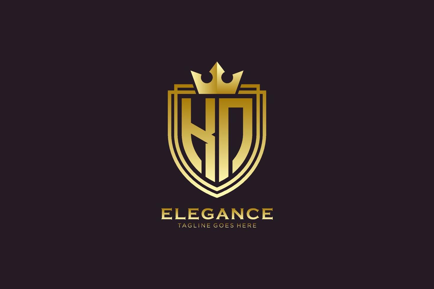 initial KN elegant luxury monogram logo or badge template with scrolls and royal crown - perfect for luxurious branding projects vector