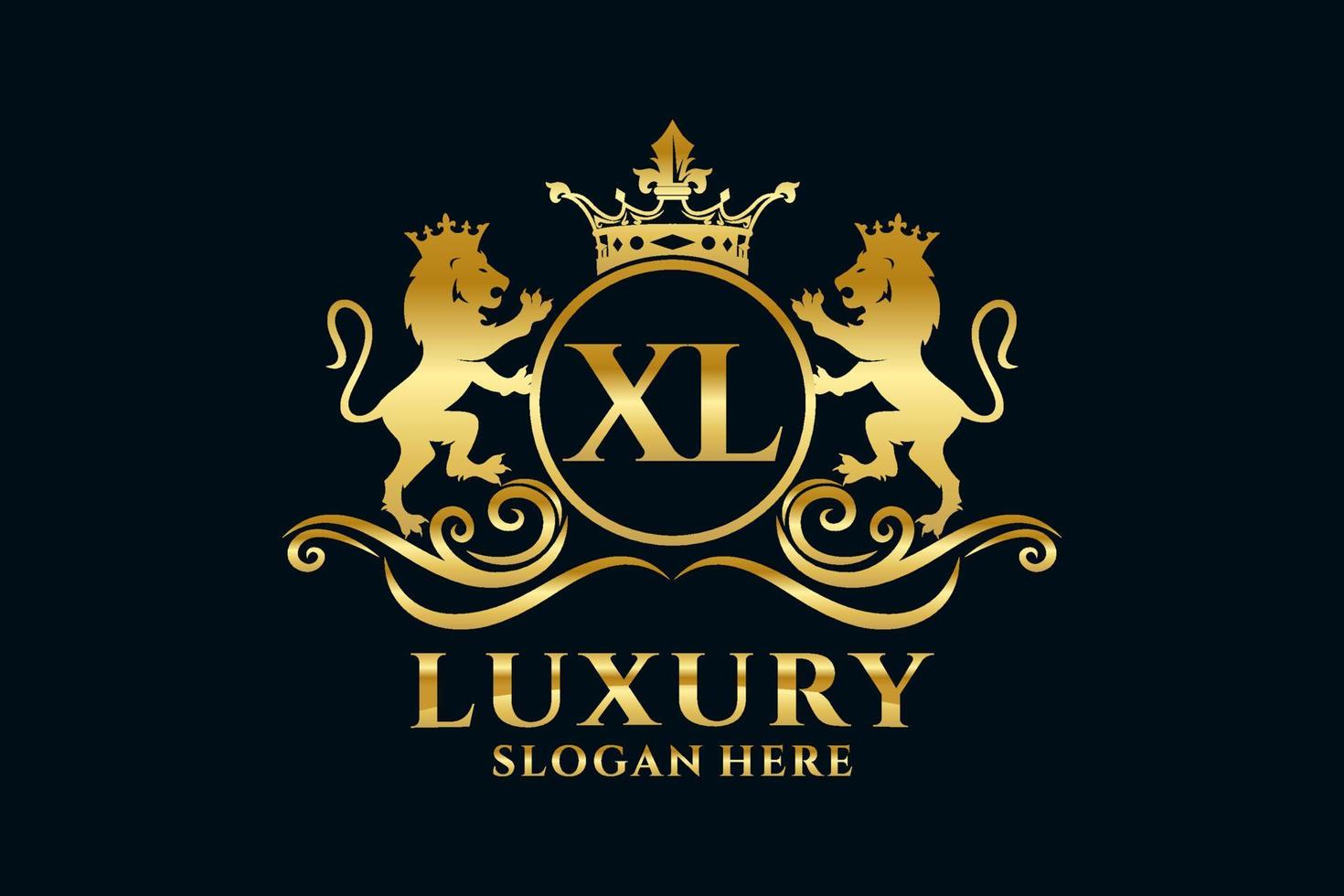 Initial XL Letter Lion Royal Luxury Logo template in vector art for luxurious branding projects and other vector illustration.