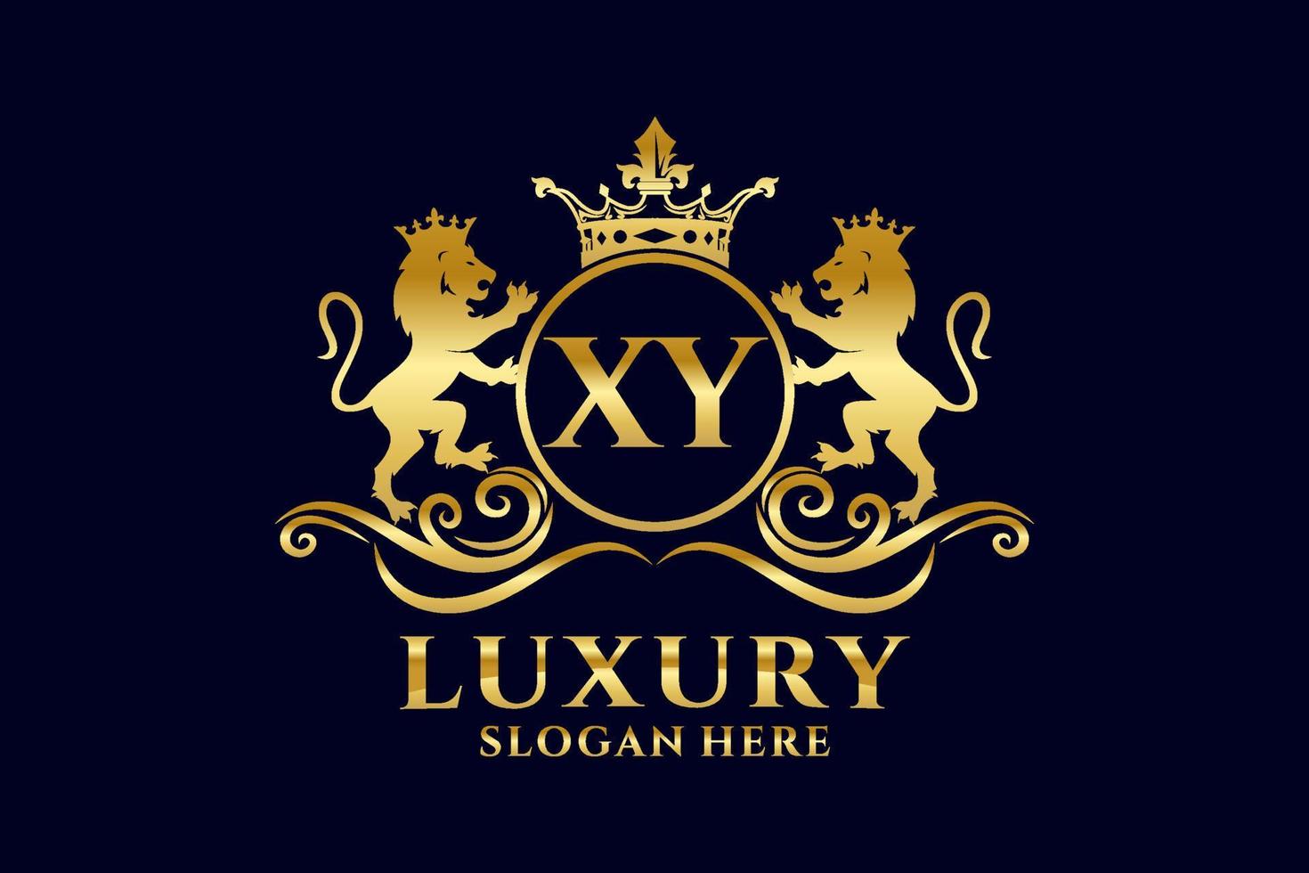Initial XY Letter Lion Royal Luxury Logo template in vector art for luxurious branding projects and other vector illustration.