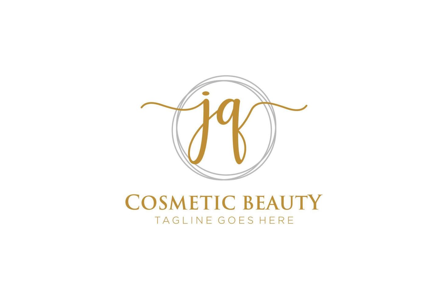 initial JQ Feminine logo beauty monogram and elegant logo design, handwriting logo of initial signature, wedding, fashion, floral and botanical with creative template. vector