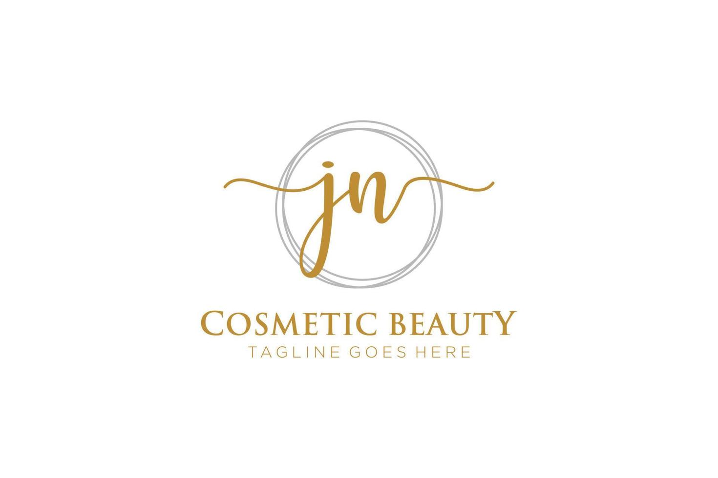 initial JN Feminine logo beauty monogram and elegant logo design, handwriting logo of initial signature, wedding, fashion, floral and botanical with creative template. vector