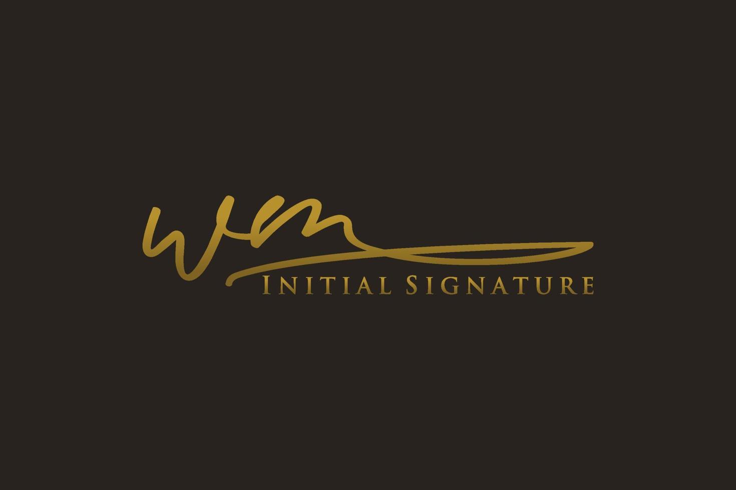 Initial WM Letter Signature Logo Template elegant design logo. Hand drawn Calligraphy lettering Vector illustration.