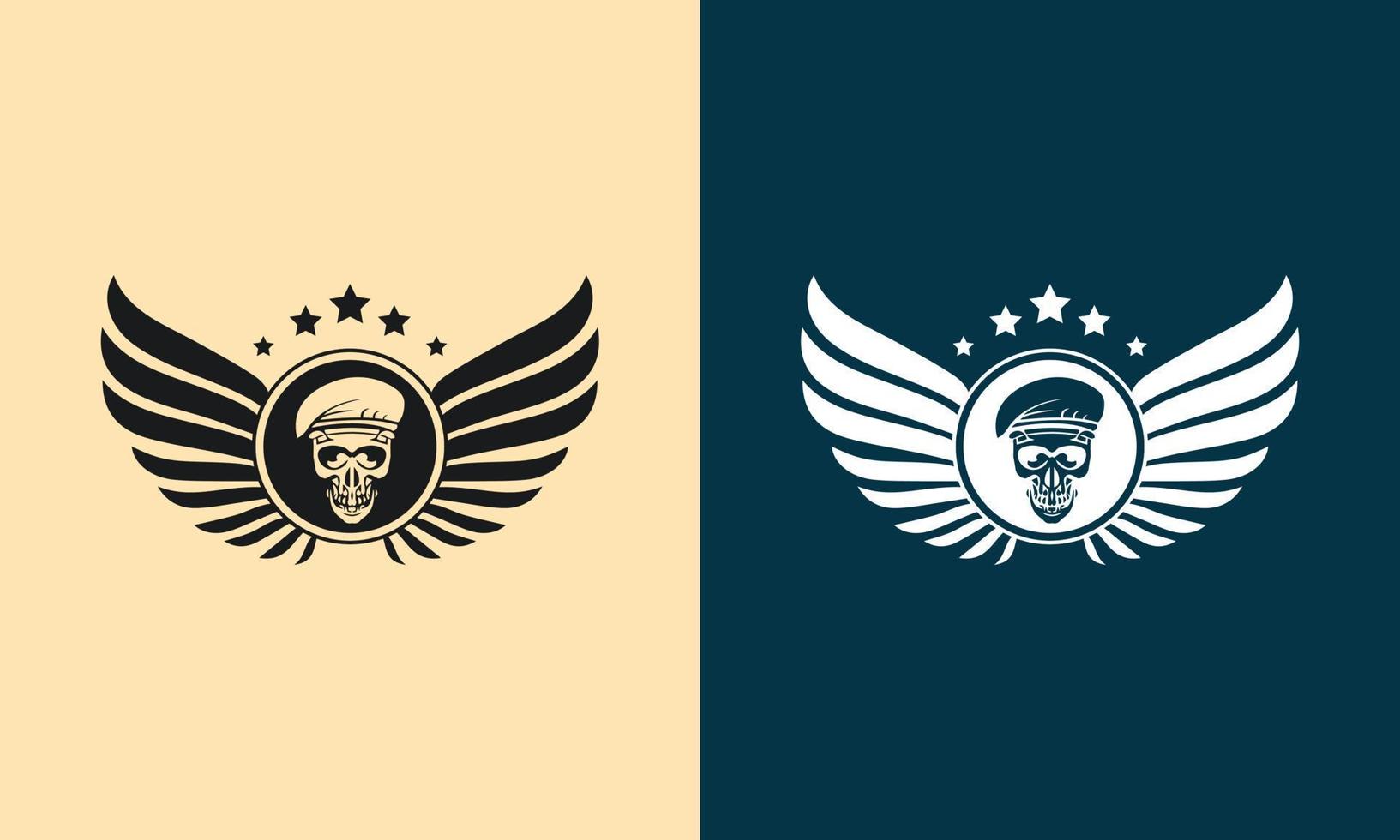 icono de logotipo de alas y cráneo humano abstracto vector