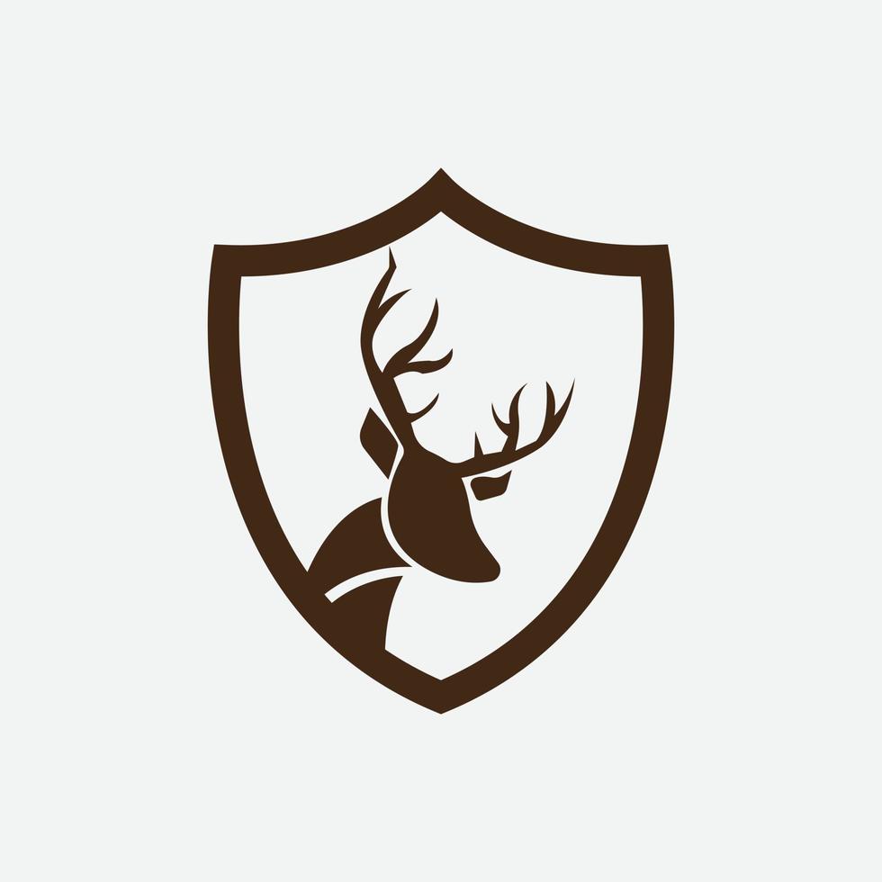 deer head and shield icon logo design template. vector