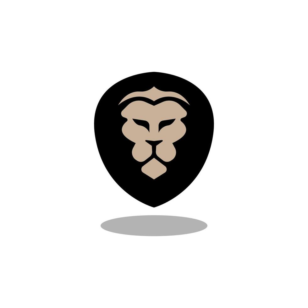 vector de la cabeza de un león en un logotipo de icono de escudo