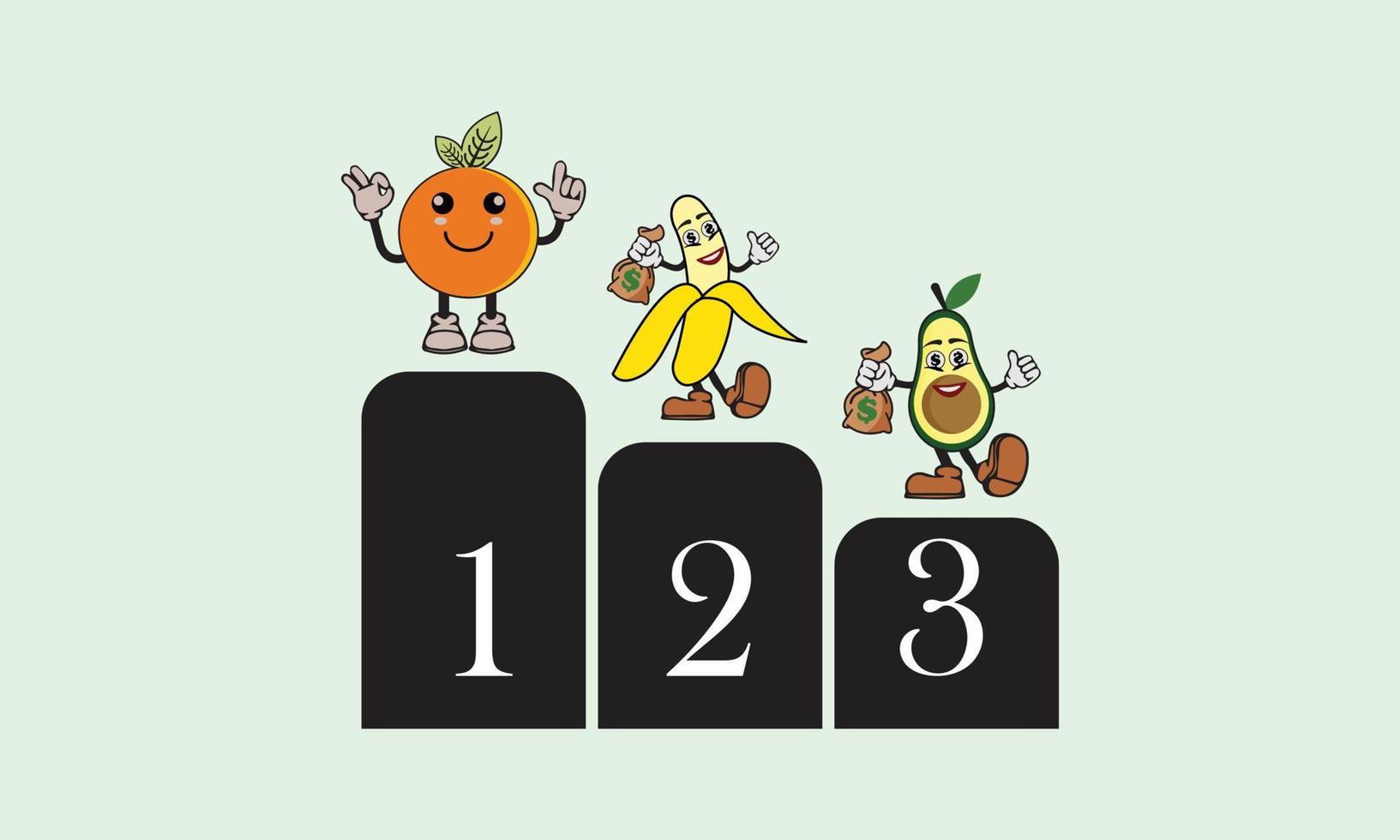 Logo of three pieces in the ranking. great for fresh fruit drinks. vector