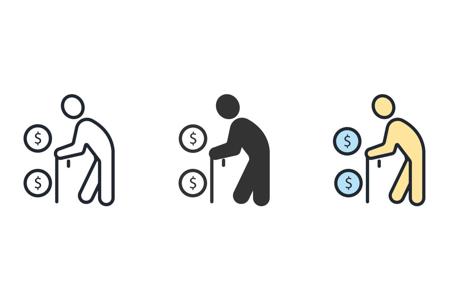 los iconos de planificación de la jubilación simbolizan los elementos vectoriales para la web infográfica vector