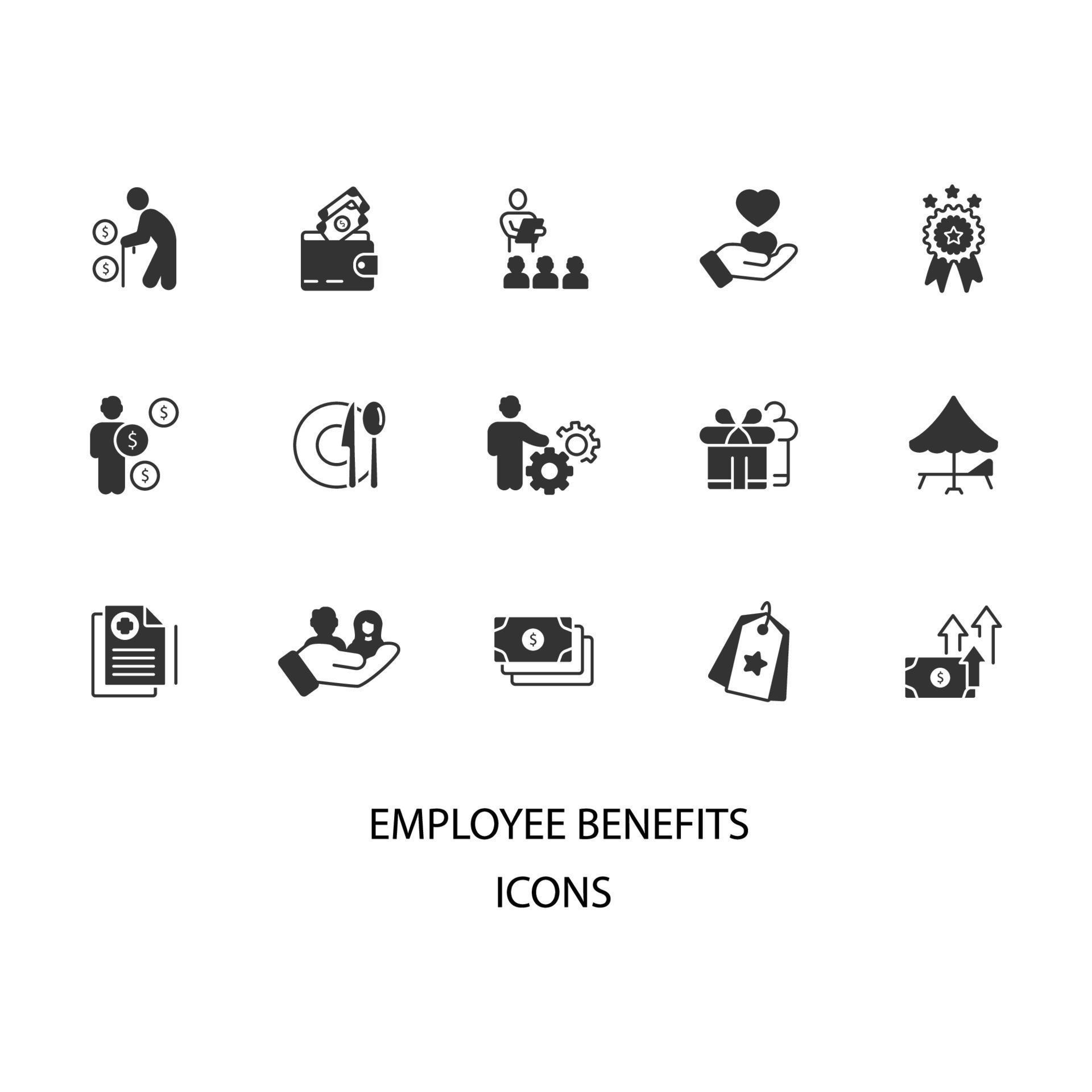 employee benefits icons set employee benefits pack symbol vector employee benefits icons set employee benefits pack symbol vector