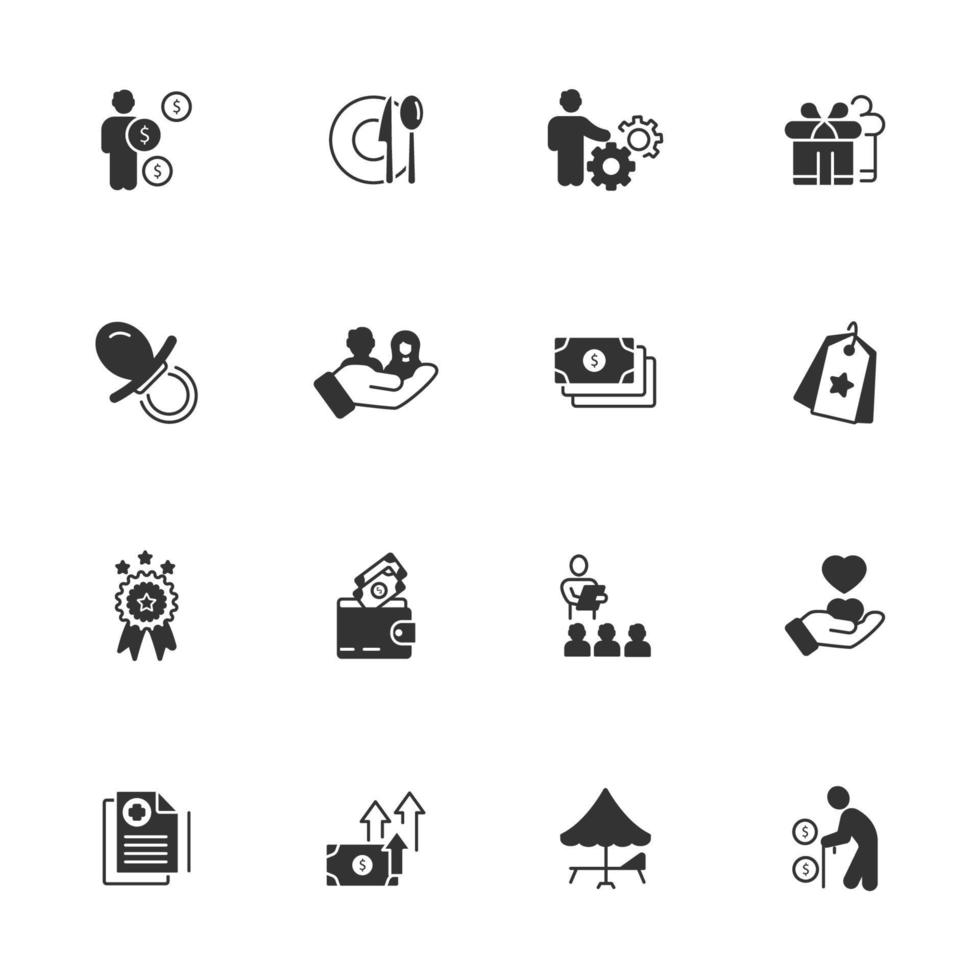 employee benefits icons set . employee benefits pack symbol vector elements for infographic web