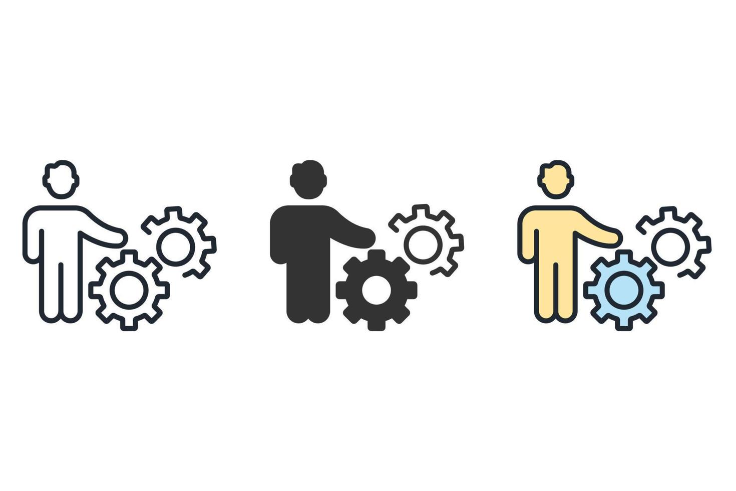 iconos de desarrollo de personas simbolizan elementos vectoriales para web de infografía vector