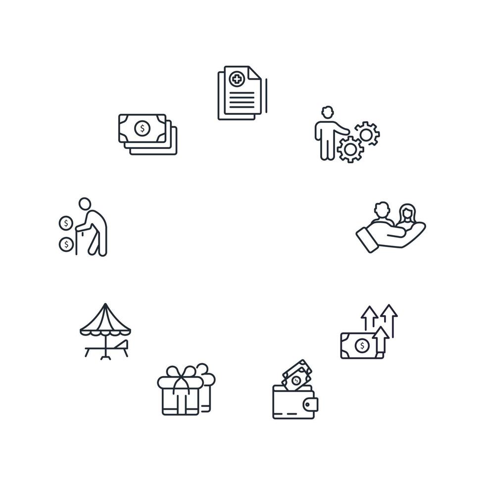 employee benefits icons set . employee benefits pack symbol vector elements for infographic web