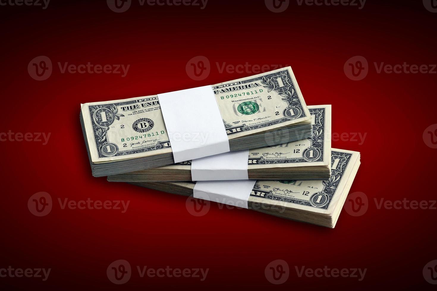 Bundle of US dollar bills isolated on white. Pack of american money with high resolution on perfect white background photo