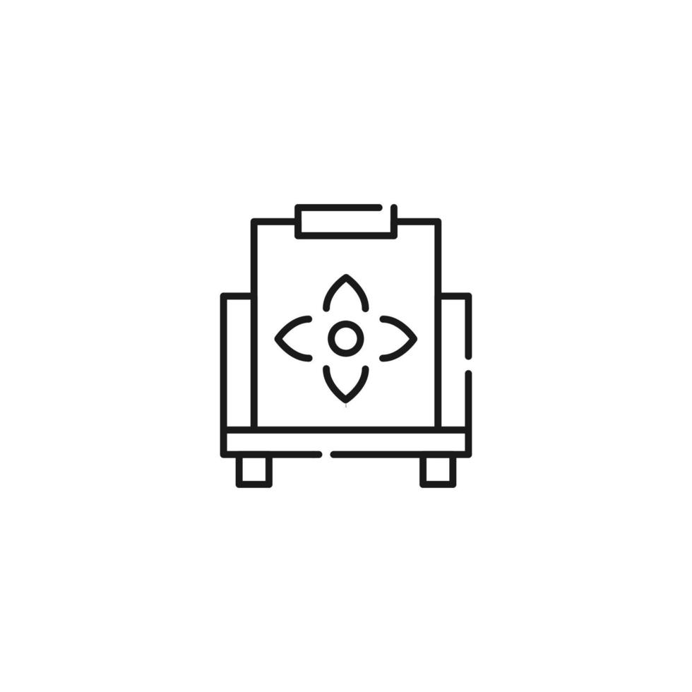 Art, picture, drawing on canvas. Vector sign drawn in flat style. Suitable for sites, stores, apps. Editable stroke. Line icon of flower on canvas