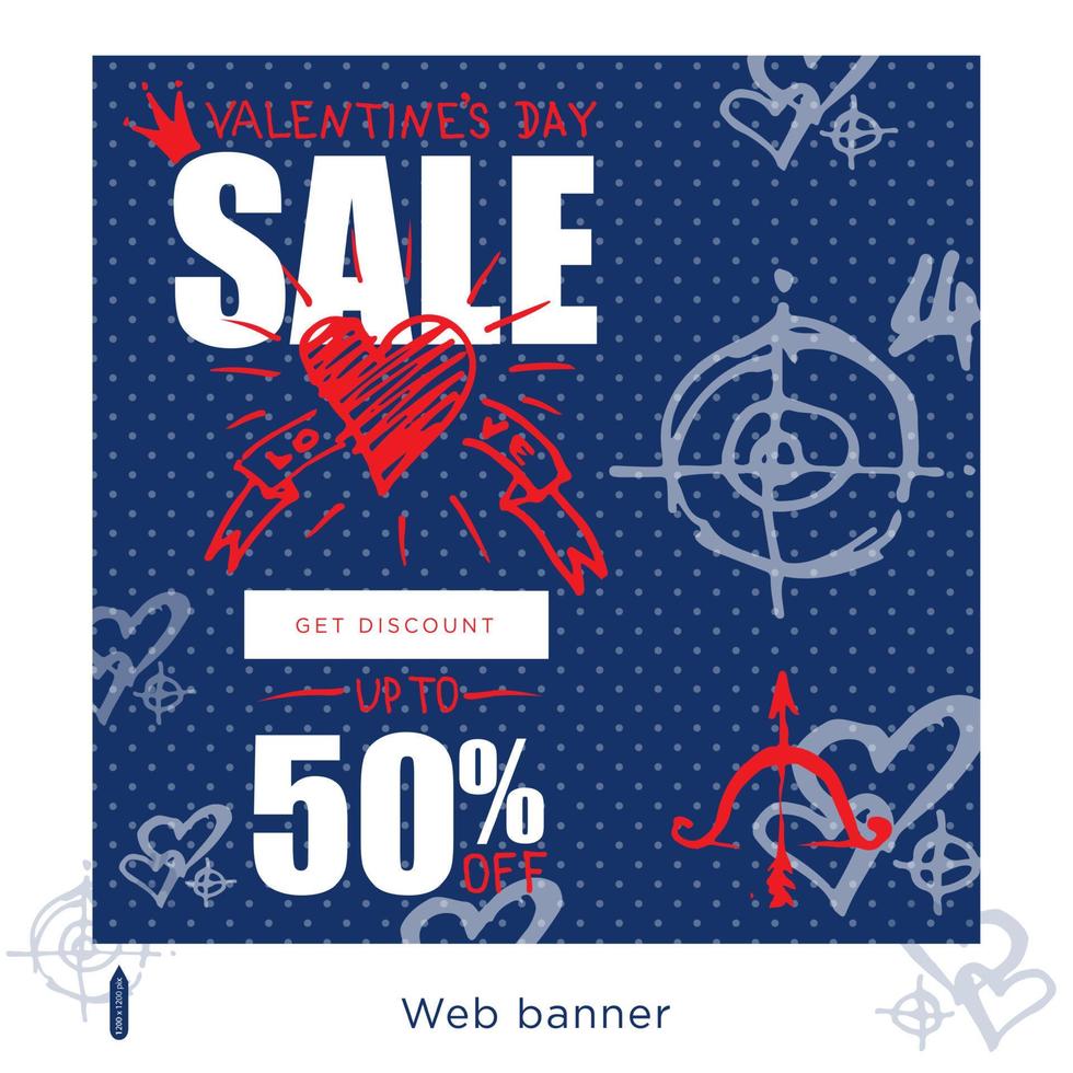 Set of sale valentines day web banner. Graphic element Good idea for retail flyer, special offer. Vintage background, advertising product poster, 50 percent off discount sticker vector