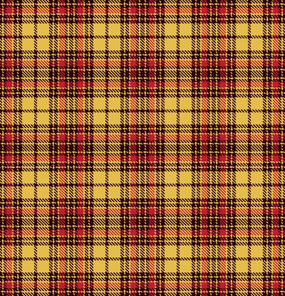 Tartan check plaid texture seamless pattern in yellow, red and brown. vector