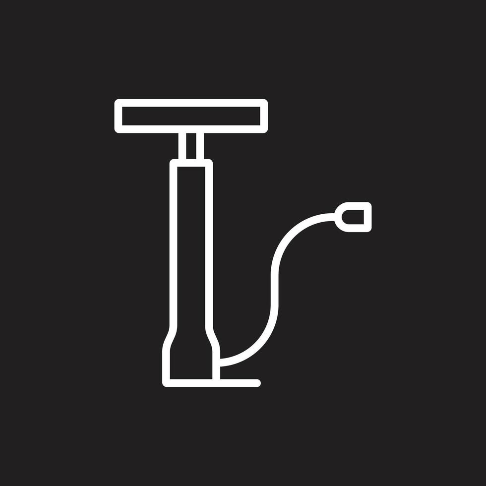 eps10 white vector Bike bicycle hand pump abstract line icon isolated on black background. air pump outline symbol in a simple flat trendy modern style for your website design, logo, and mobile app