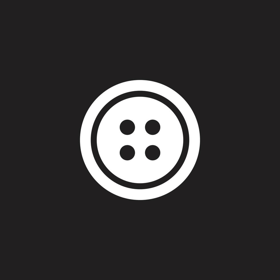 eps10 blanco vector ropa botón sólido icono aislado sobre fondo negro. símbolo de moda y costura en un estilo moderno y plano simple para el diseño de su sitio web, logotipo y aplicación móvil