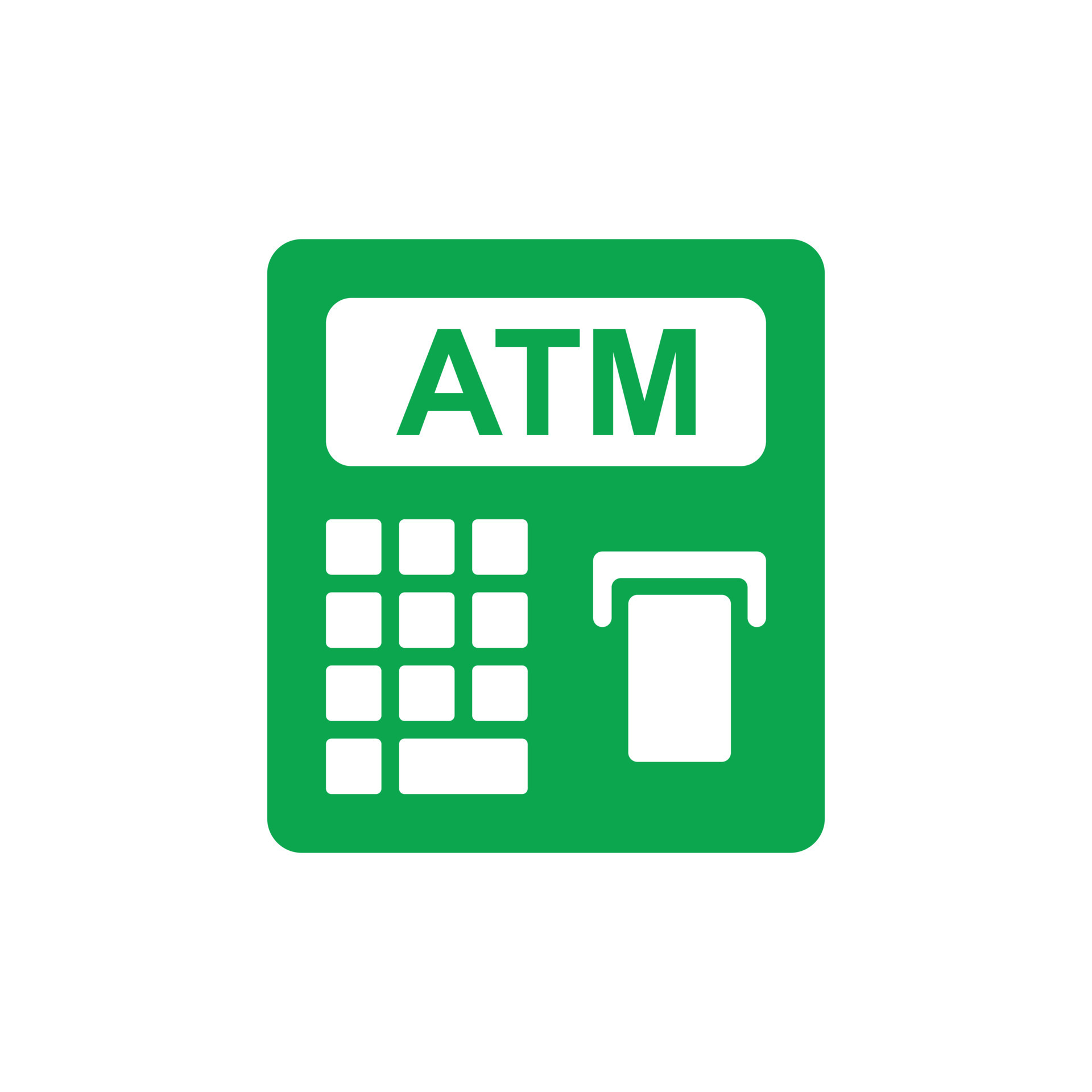 eps10 green vector ATM abstract solid icon isolated on white background. ATM machine symbol in a