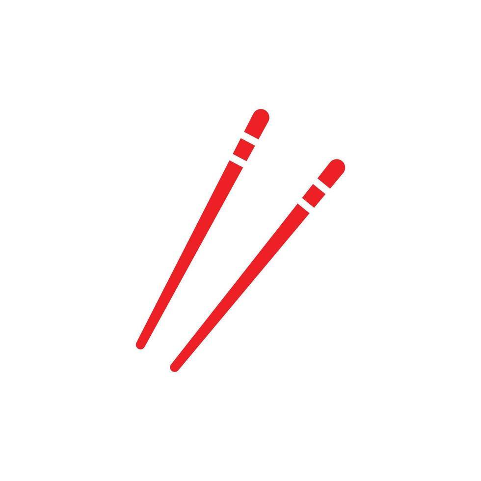 eps10 vector rojo palillos de bambú abstracto icono sólido aislado sobre fondo blanco. símbolo de par de palillos chinos en un estilo moderno y plano simple para el diseño de su sitio web, logotipo y aplicación móvil