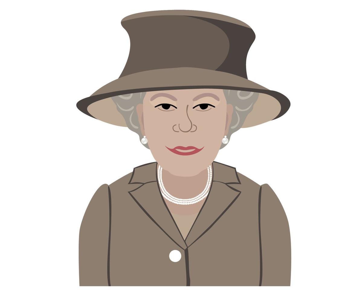 retrato de la cara de la reina elizabeth con trajes marrones reino unido británico 1926 2022 país nacional de europa ilustración vectorial diseño abstracto vector