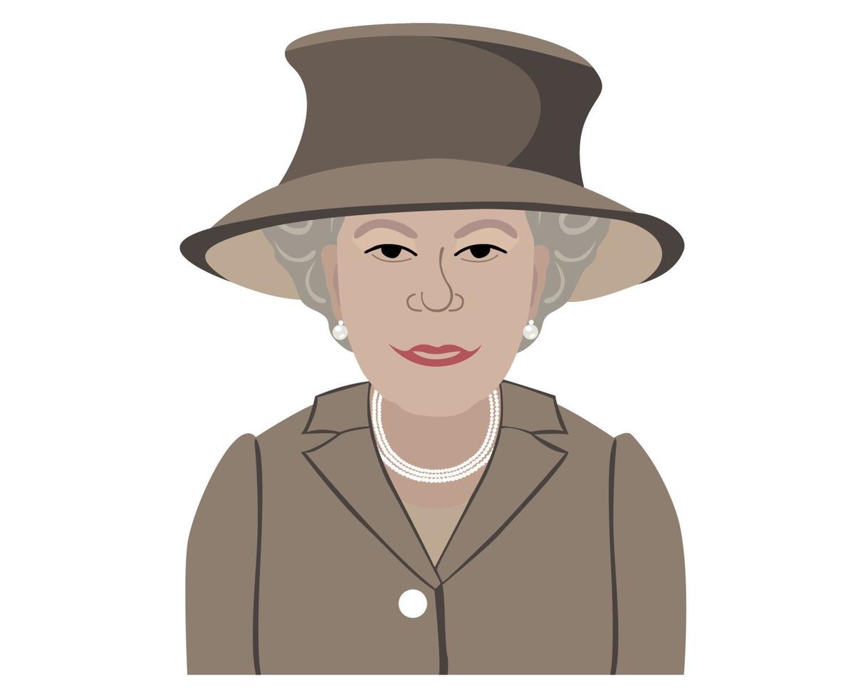 Queen Elizabeth Face Portrait With Brown Suits British United Kingdom 1926 2022 National Europe Country Vector Illustration Abstract Design