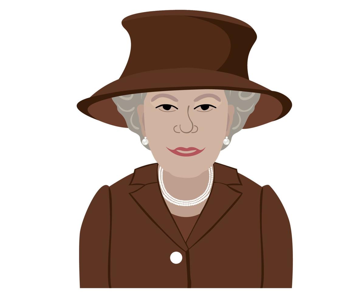 Queen Elizabeth Face Brown Suits Portrait British United Kingdom 1926 2022 National Europe Country Vector Illustration Abstract Design