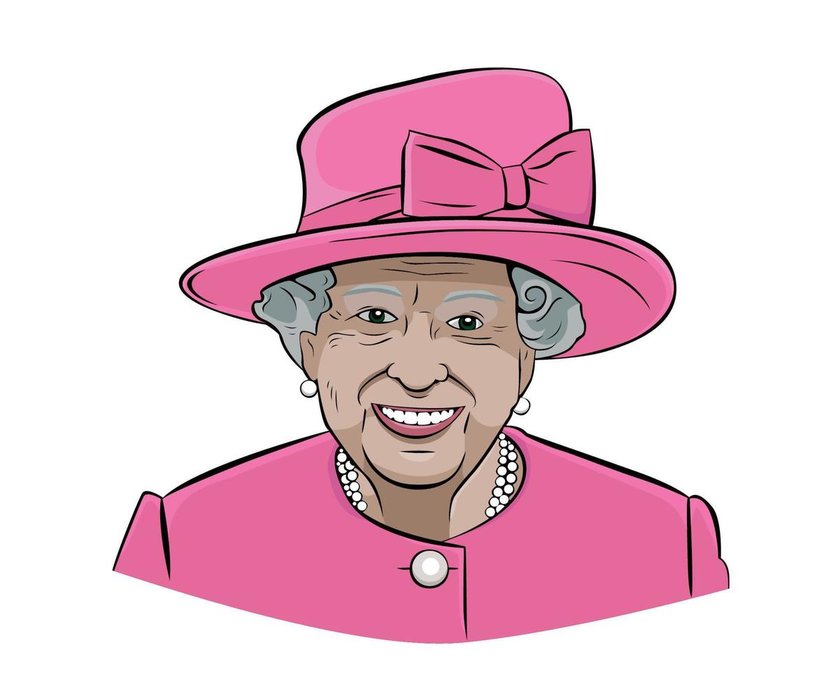 Queen Elizabeth Face Portrait With Pink Suit British United Kingdom National Europe Country Vector Illustration Abstract Design