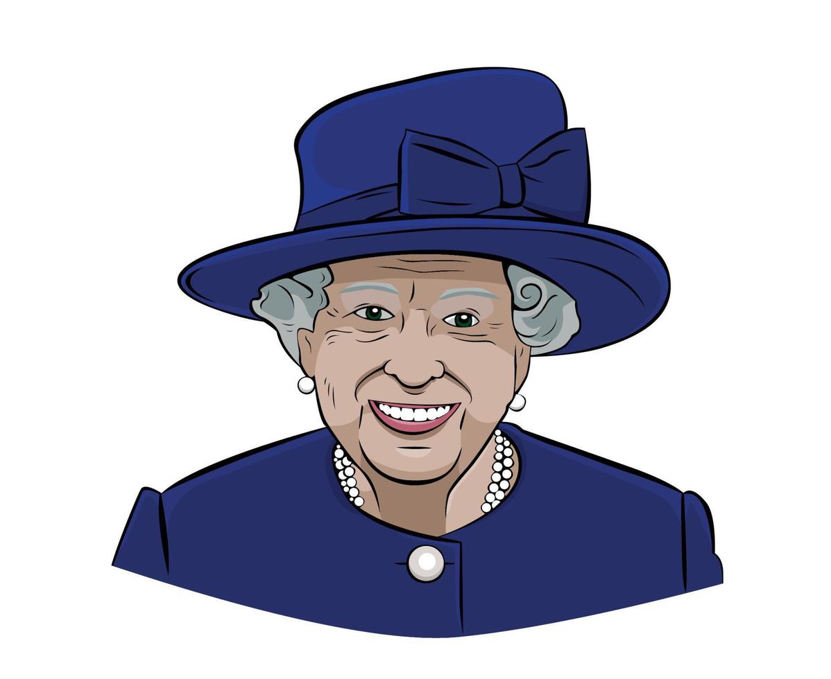 Queen Elizabeth Face Portrait With Blue Suit British United Kingdom National Europe Country Vector Illustration Abstract Design