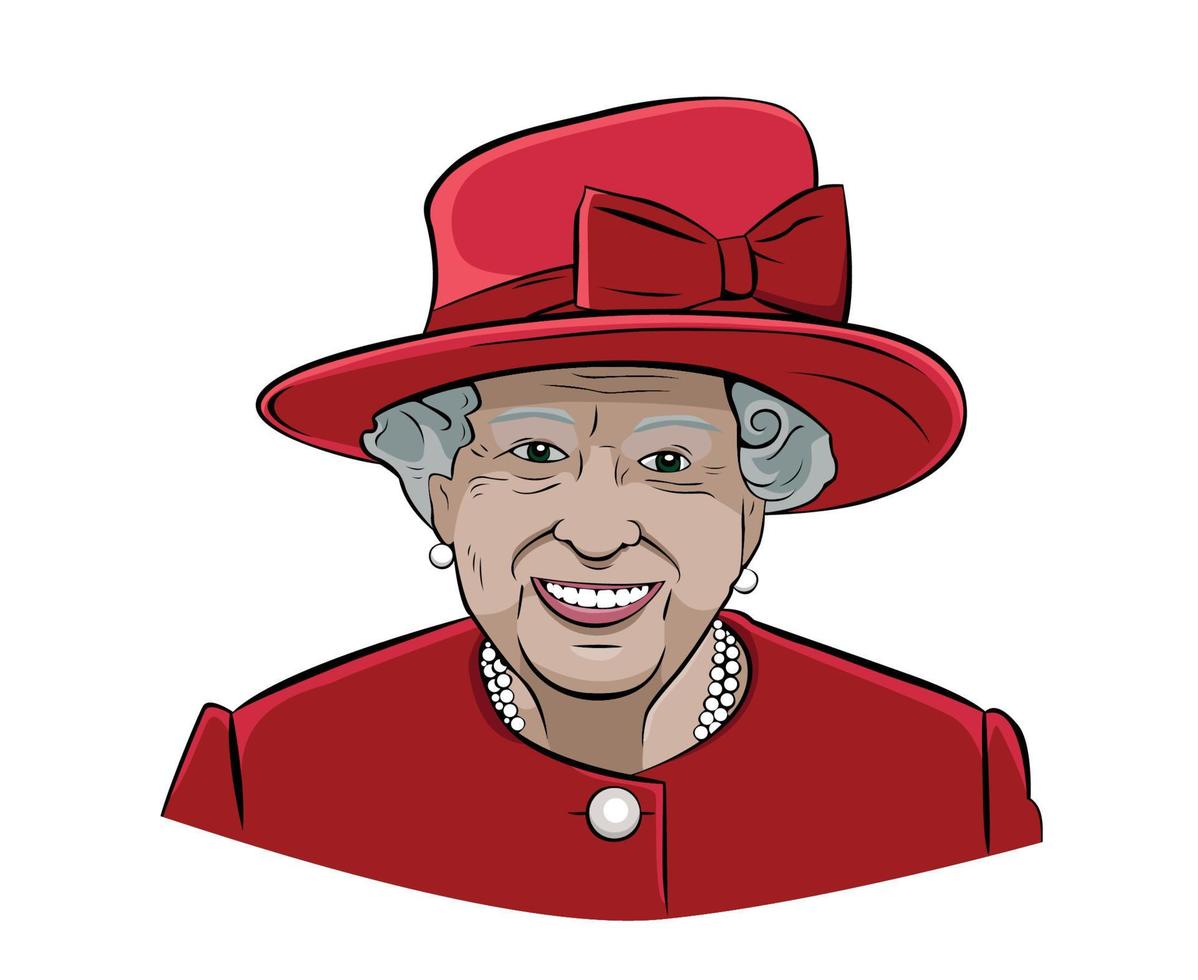 retrato de la cara de la reina elizabeth con traje rojo británico nacional del reino unido europa país ilustración vectorial diseño abstracto vector