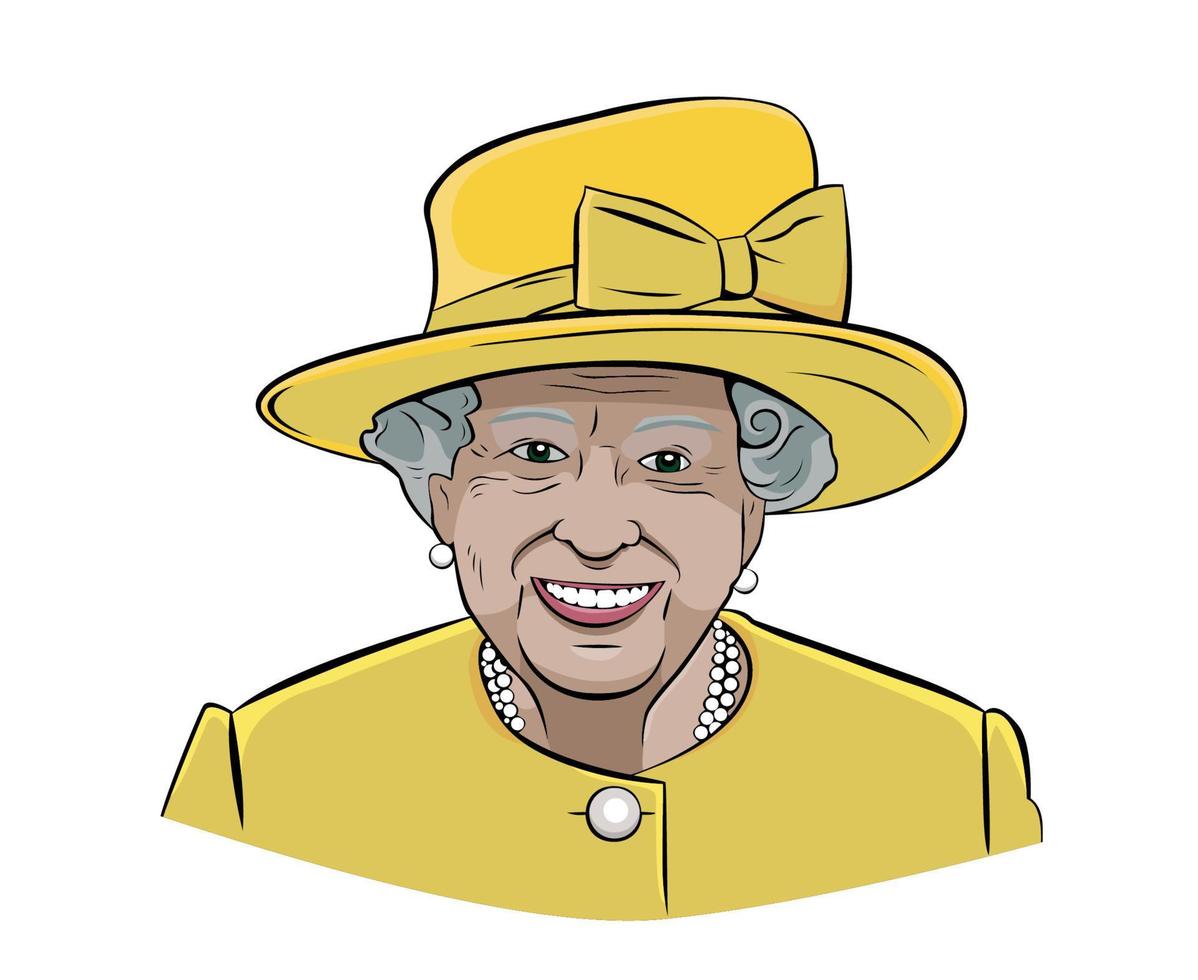 Queen Elizabeth Face Portrait With Yellow Suit British United Kingdom National Europe Country Vector Illustration Abstract Design
