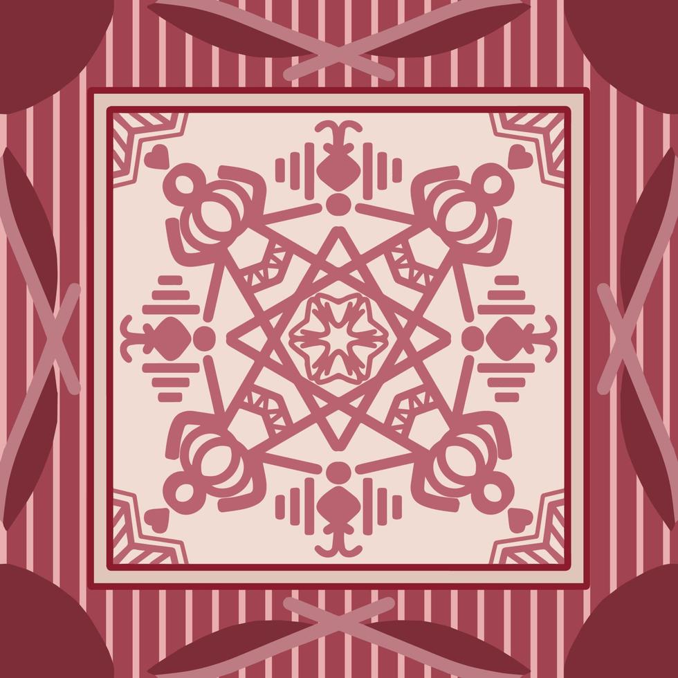 Geometric pattern design Ideal for silk scarf, kerchief, bandana, neck wear, shawl, hijab, fabric, textile, wallpaper, carpet, or blanket. Artwork for fashion printing. Vector Illustration.