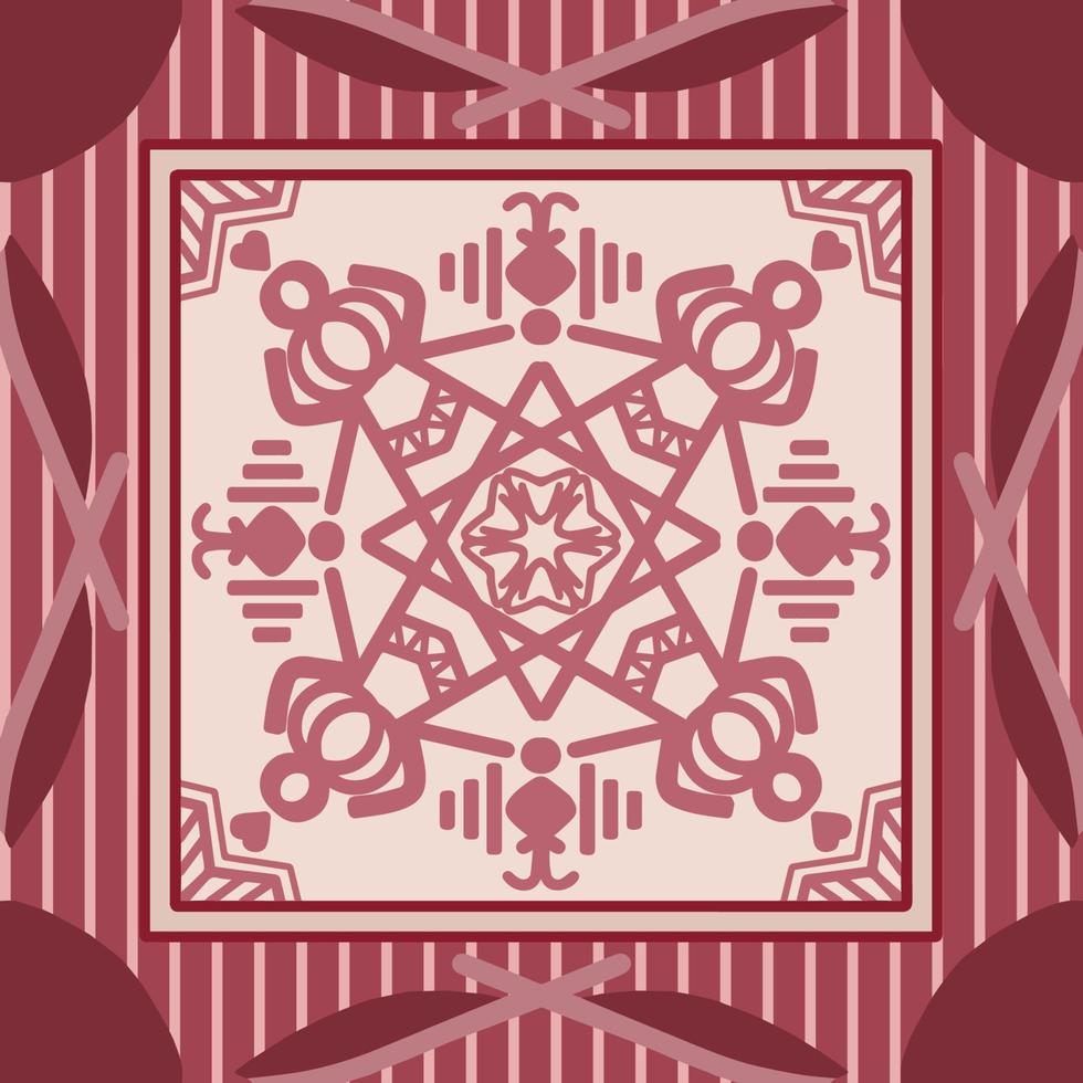 Geometric pattern design Ideal for silk scarf, kerchief, bandana, neck wear, shawl, hijab, fabric, textile, wallpaper, carpet, or blanket. Artwork for fashion printing. Vector Illustration.