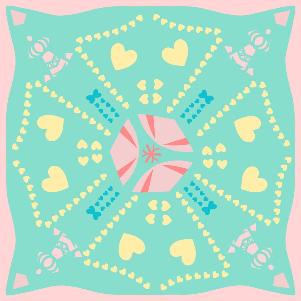 diseño de patrón de bufanda de seda pastel útil para pañuelo, bandana, ropa de cuello, chal, hiyab, tela, papel pintado, alfombra o manta. obras de arte para la impresión de moda. vector