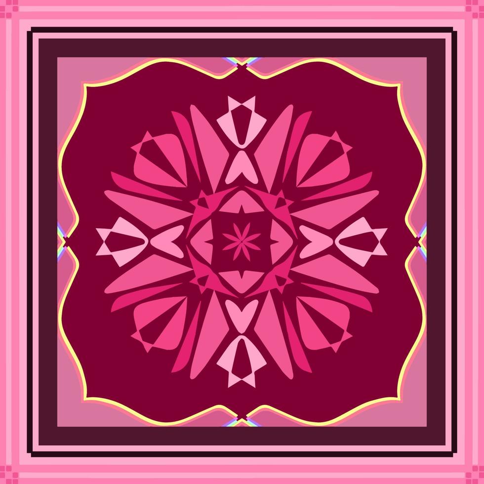Geometric pink pattern design Ideal for silk scarf, kerchief, bandana, neck wear, shawl, hijab, fabric, textile, wallpaper, carpet, or blanket. Artwork for fashion printing. Vector Illustration.
