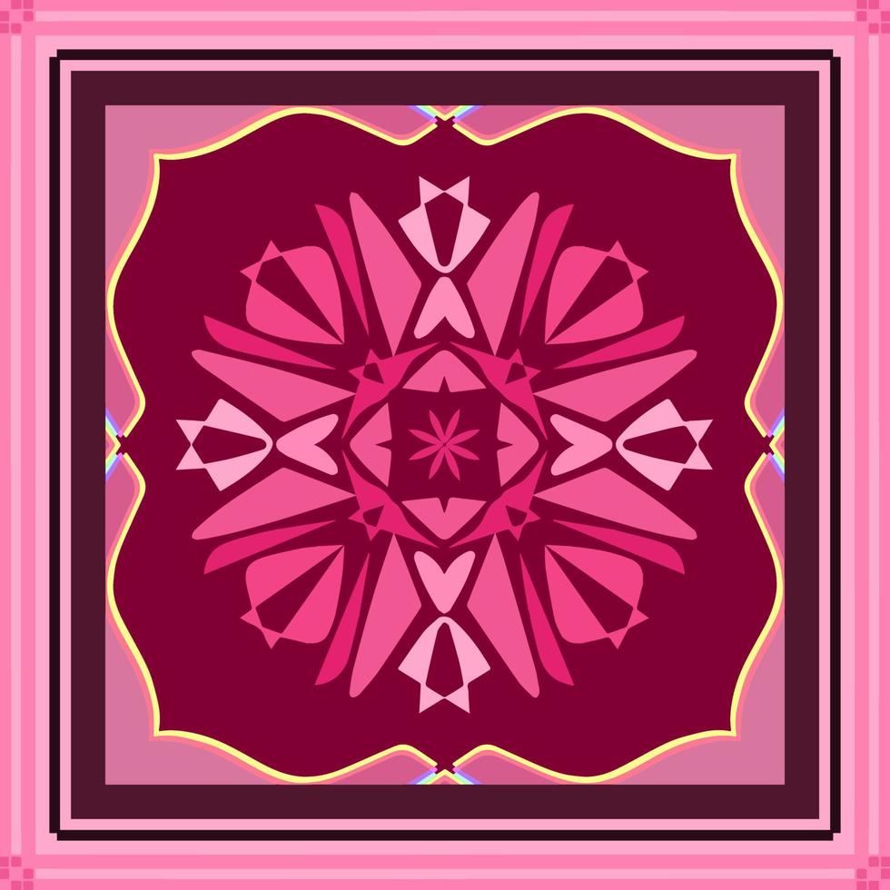 diseño de patrón rosa geométrico ideal para bufanda de seda, pañuelo, bandana, ropa de cuello, chal, hiyab, tela, textil, papel pintado, alfombra o manta. obras de arte para la impresión de moda. ilustración vectorial vector