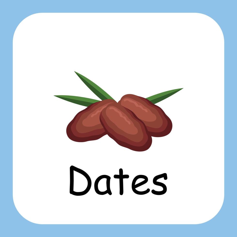 Dates Clip art with text, Flat design. Education for kids. Vector Illustration