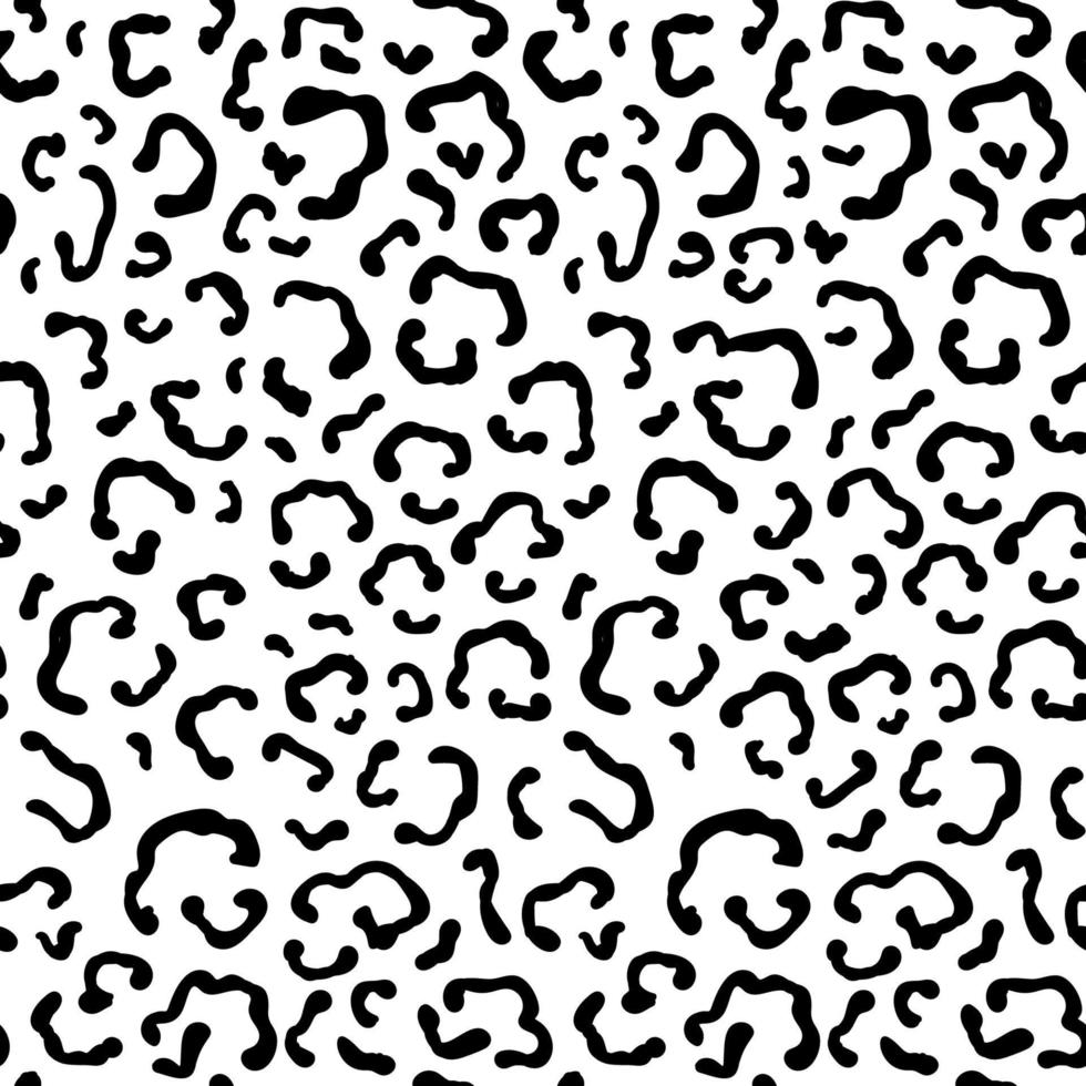 Vector seamless pattern with leopard skin. Black and white leopard spots.