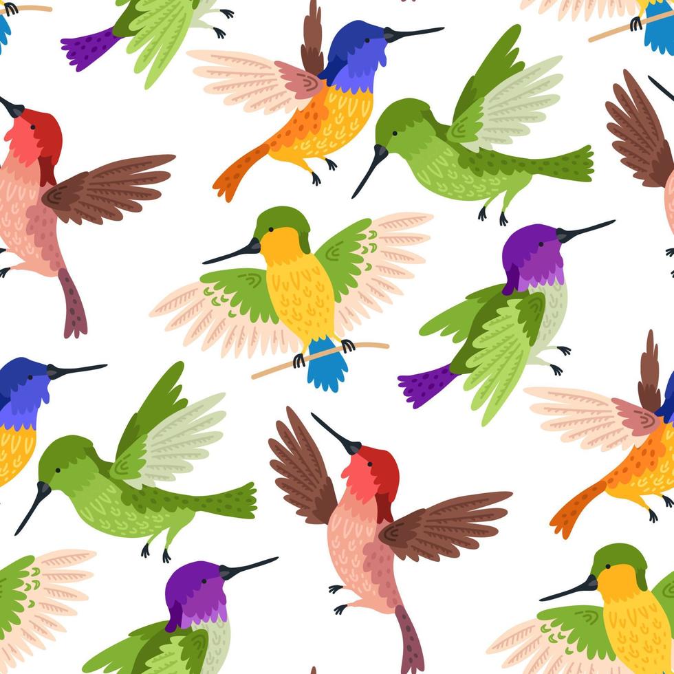 fondo de colibrí patern sin costuras para niños. plantilla de diseño de niños lindos vector