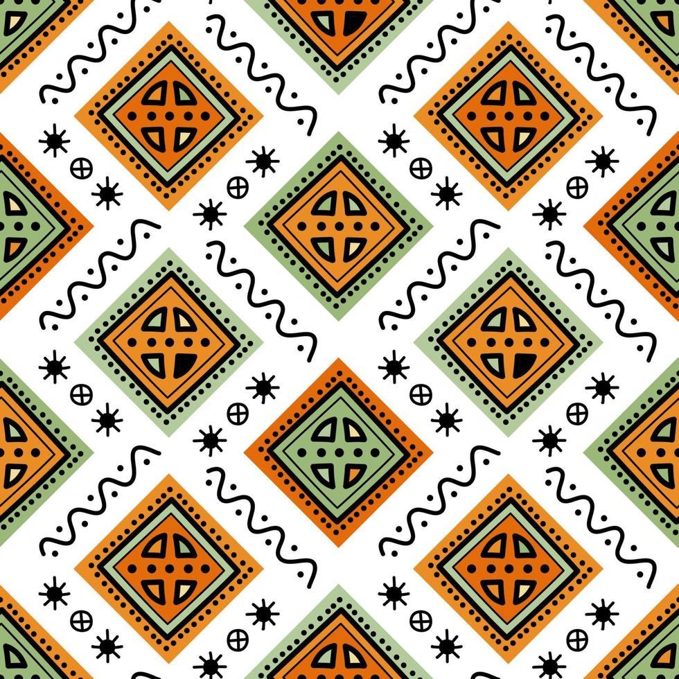 Abstract vector ethnic art. Decorative romb ornamental seamless pattern