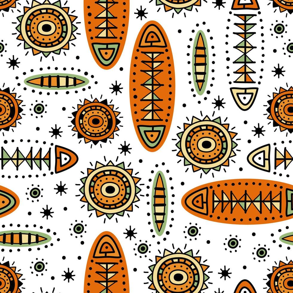 Abstract vector ethnic art. Decorative shape ornamental seamless pattern